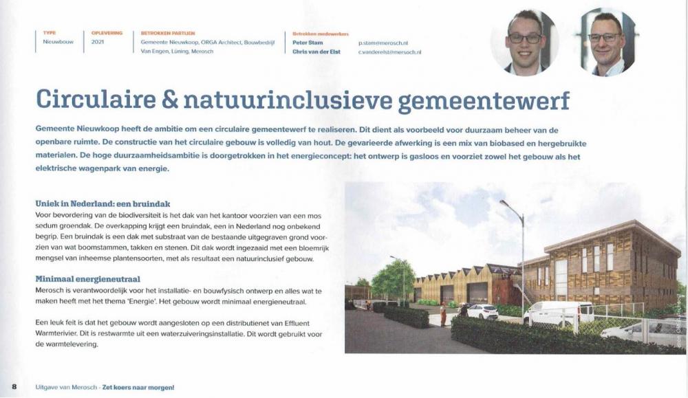 Nieuws: Voorbereidingen Duurzame gemeentewerf voor Gemeente Nieuwkoop - Publicaite Merosch september 2020