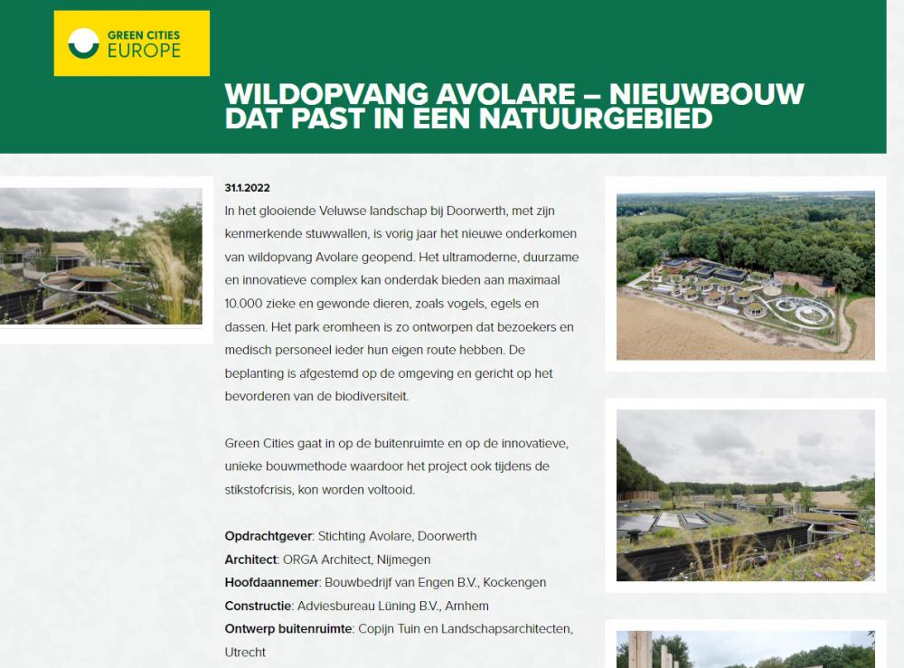 Nieuws: Artikel Wildopvang Avolare - Nieuwbouw in een een natuurgebied passen